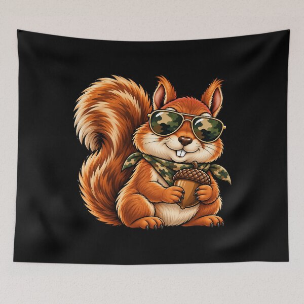 Item preview, Squirrel With Camo Sunglasses Acorn Woodland Animal designed and sold by drawwiika+44.