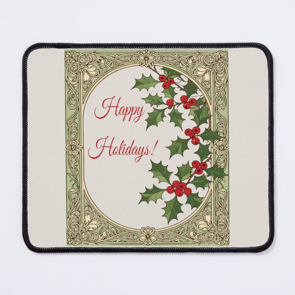 Item preview, Holly-Berry Art-Nouveau Greeting designed and sold by taiche.