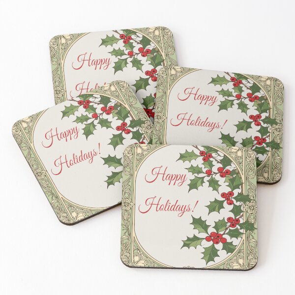 Item preview, Holly-Berry Art-Nouveau Greeting designed and sold by taiche.