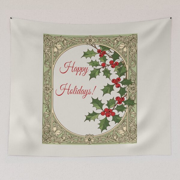 Item preview, Holly-Berry Art-Nouveau Greeting designed and sold by taiche.