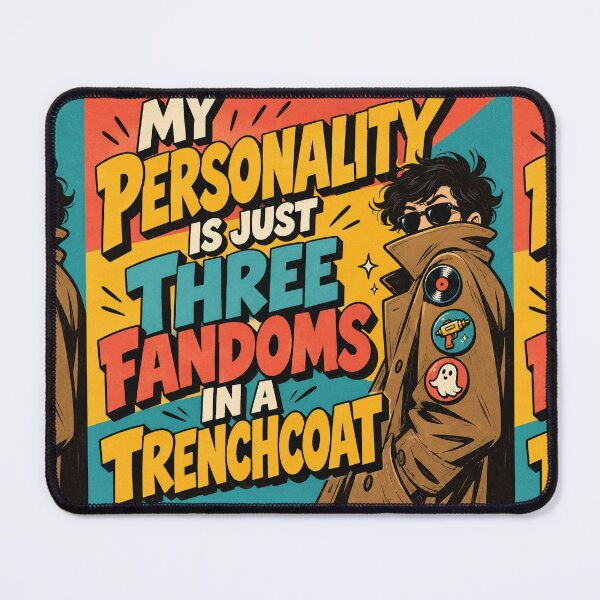 Item preview, My Personality Is Just Three Fandoms In A Trenchcoat - Funny Fandom T-Shirt designed and sold by Fanverse Merchandise.