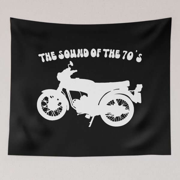 Item preview, Yamaha FS1E Fizzy The Sound of the 70s White Silhouette Retro Motorcycle designed and sold by itsperfectfor.