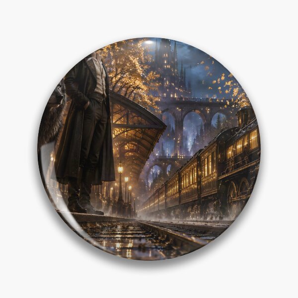 Item preview, Elf and Wolf at Enchanted Autumn Railway Station designed and sold by sigmaartstudio.