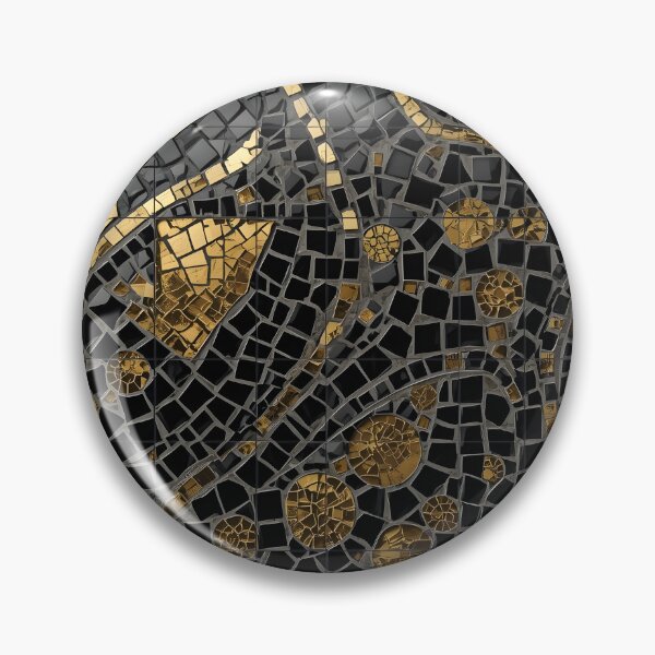 Item preview, Gaudi Inspired Black Gold Broken Tile Mosaic Print designed and sold by GrinGalore.