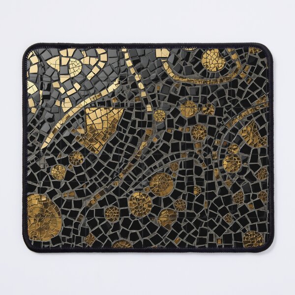 Item preview, Gaudi Inspired Black Gold Broken Tile Mosaic Print designed and sold by GrinGalore.