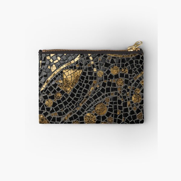 Item preview, Gaudi Inspired Black Gold Broken Tile Mosaic Print designed and sold by GrinGalore.
