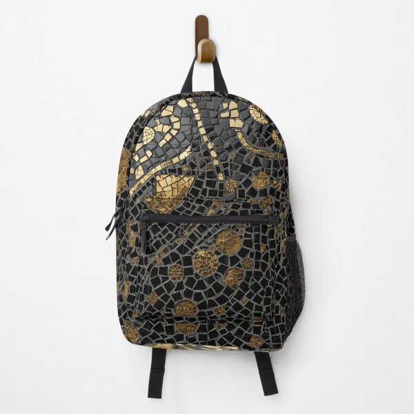 Item preview, Gaudi Inspired Black Gold Broken Tile Mosaic Print designed and sold by GrinGalore.