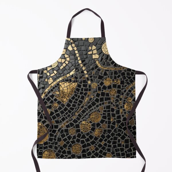 Item preview, Gaudi Inspired Black Gold Broken Tile Mosaic Print designed and sold by GrinGalore.