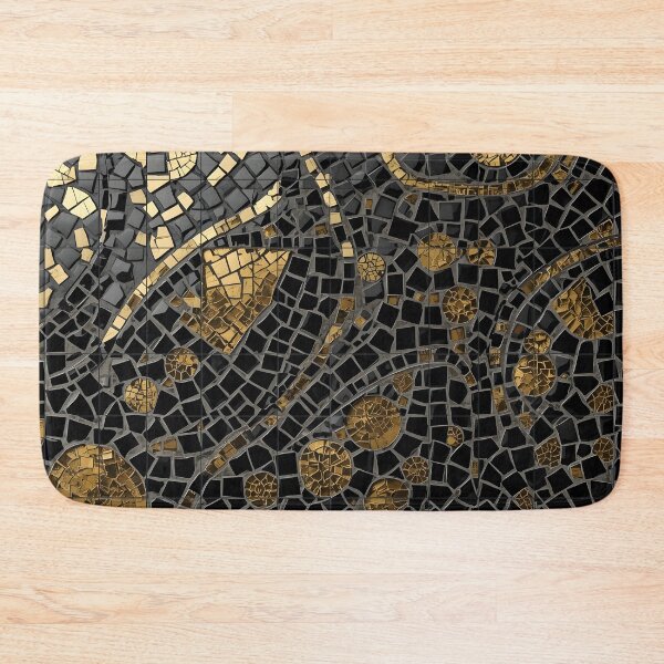 Item preview, Gaudi Inspired Black Gold Broken Tile Mosaic Print designed and sold by GrinGalore.
