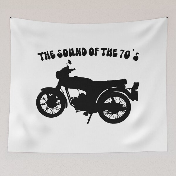 Item preview, Yamaha FS1E Fizzy The Sound of the 70s Black Silhouette Retro Motorcycle designed and sold by itsperfectfor.