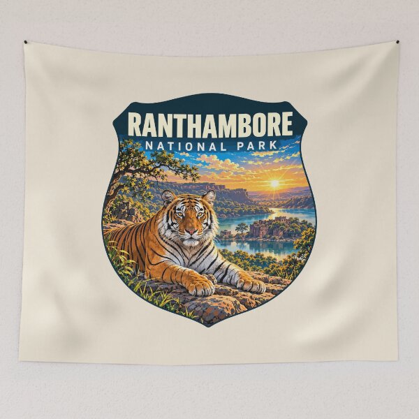 Item preview, Ranthambore National Park India – Vintage Tiger Safari Adventure designed and sold by Gideon Emmerich.