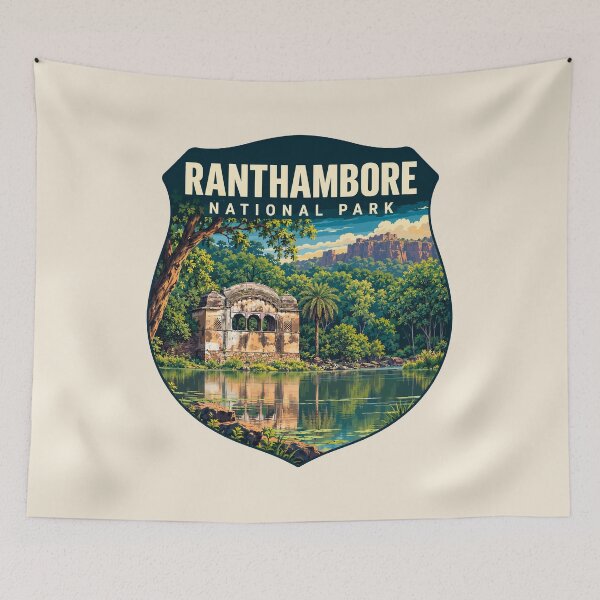Item preview, Ranthambore National Park India – Vintage Tiger Safari Adventure designed and sold by Gideon Emmerich.