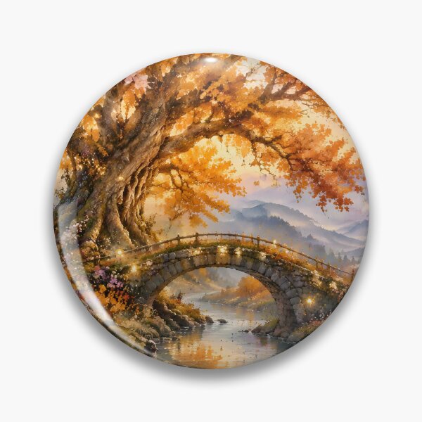 Item preview, Autumn Dreamscape with Ancient Tree and Stone Bridge designed and sold by sigmaartstudio.