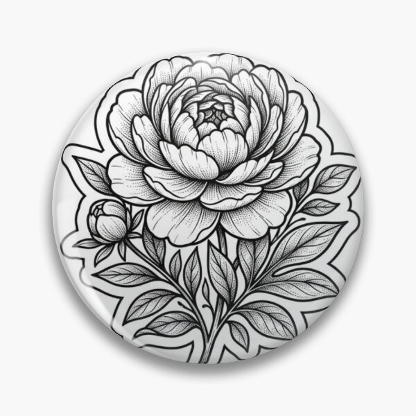 Item preview, Vintage Botanical Peony Flower | Floral Line Art designed and sold by SnapStickerHub.