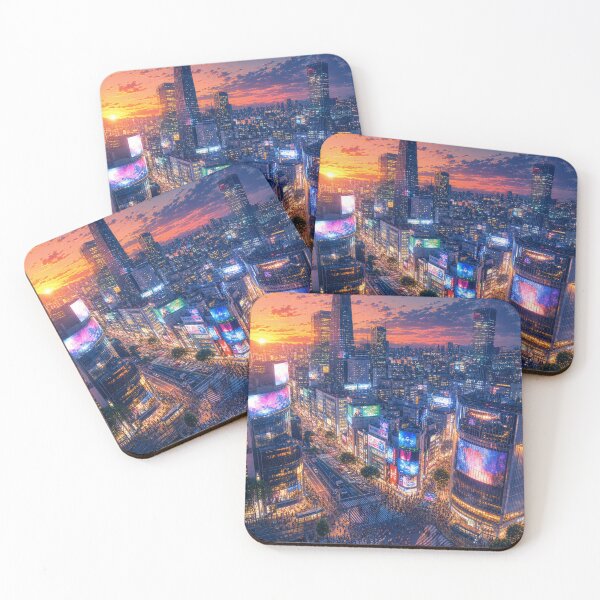 Item preview, Tokyo Sunset to Night – Shibuya Neon Cityscape designed and sold by vekotpu.