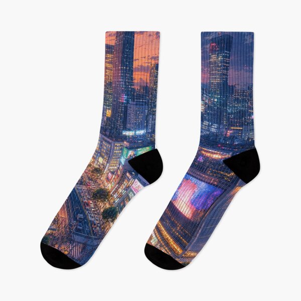 Item preview, Tokyo Sunset to Night – Shibuya Neon Cityscape designed and sold by vekotpu.
