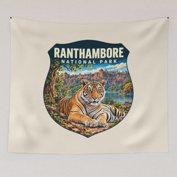 Item preview, Ranthambore National Park India – Vintage Tiger Safari Adventure designed and sold by Gideon Emmerich.