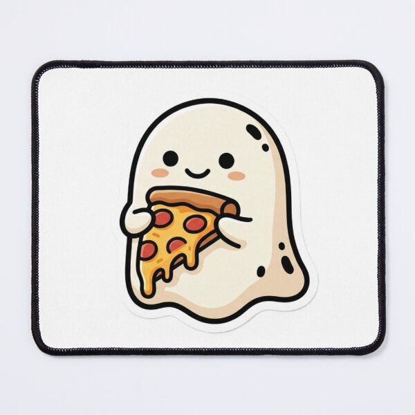 Item preview, Cute Ghost Eating Pizza | Kawaii Spooky Halloween designed and sold by SnapStickerHub.