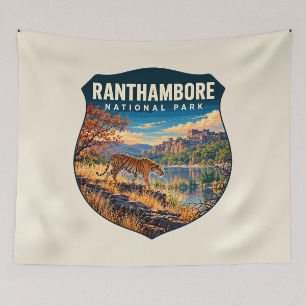 Item preview, Ranthambore National Park India – Vintage Tiger Safari Adventure designed and sold by Gideon Emmerich.