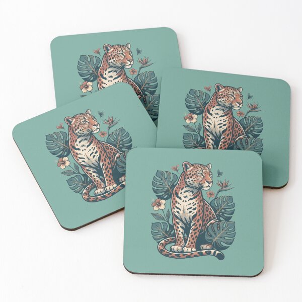 Item preview, Vintage Tropical Leopard with Monstera Leaves and Hibiscus Flowers designed and sold by SeJaa.
