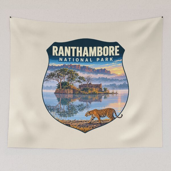 Item preview, Ranthambore National Park India – Vintage Tiger Safari Adventure designed and sold by Gideon Emmerich.