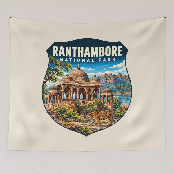 Item preview, Ranthambore National Park India – Vintage Tiger Safari Adventure designed and sold by Gideon Emmerich.