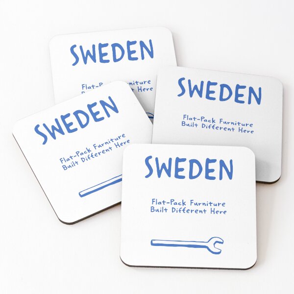 Item preview, Sweden – "Flat-Pack Furniture Built Different Here" Funny Quote Print designed and sold by MarkedArtPrints.