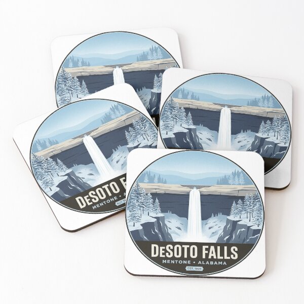 Item preview, DeSoto Falls Mentone Winter Canyon Circle Badge Sticker designed and sold by DetourDgn.