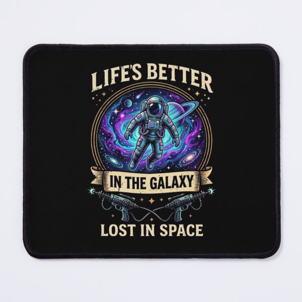 Item preview, Life's Better in the Galaxy – Retro Astronaut Space Illustration designed and sold by Dogandesighn.