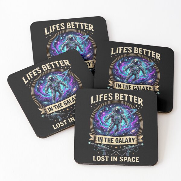 Item preview, Life's Better in the Galaxy – Retro Astronaut Space Illustration designed and sold by Dogandesighn.