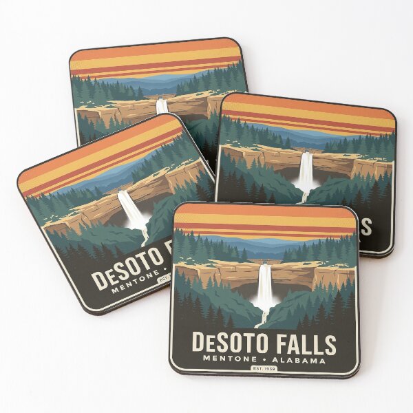 Item preview, DeSoto Falls Mentone Retro Sunset Stripes Badge Sticker designed and sold by DetourDgn.