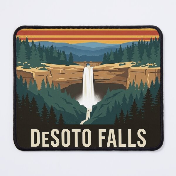 Item preview, DeSoto Falls Mentone Retro Sunset Stripes Badge Sticker designed and sold by DetourDgn.
