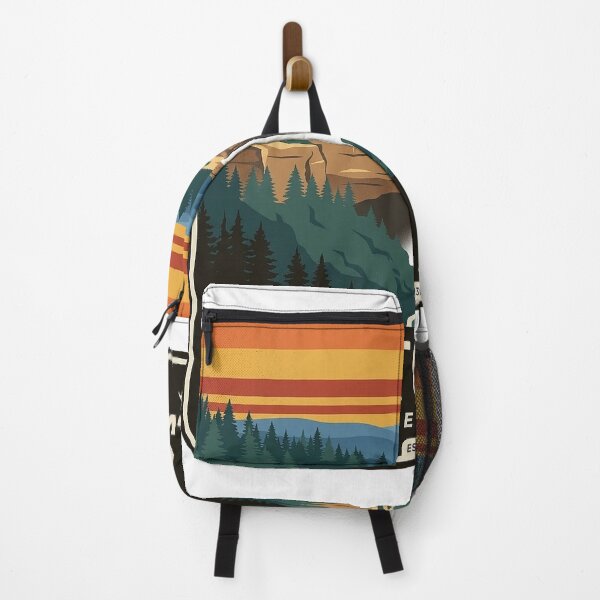 Item preview, DeSoto Falls Mentone Retro Sunset Stripes Badge Sticker designed and sold by DetourDgn.