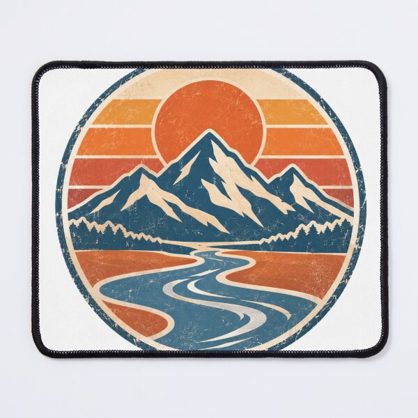 Item preview, Vintage Retro Sunset Mountains Winding River Distressed Graphic designed and sold by Aura Craft Co..