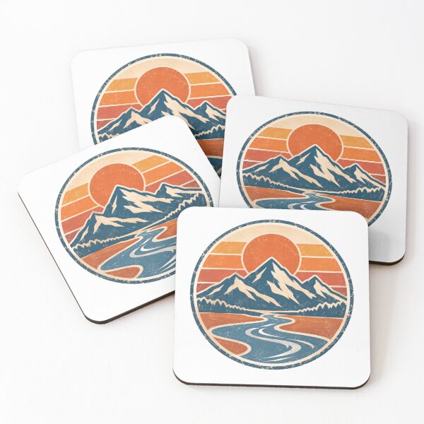 Item preview, Vintage Retro Sunset Mountains Winding River Distressed Graphic designed and sold by Aura Craft Co..