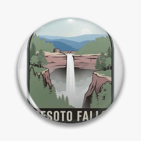 Item preview, DeSoto Falls Mentone Misty Spring Canyon Badge Sticker designed and sold by DetourDgn.