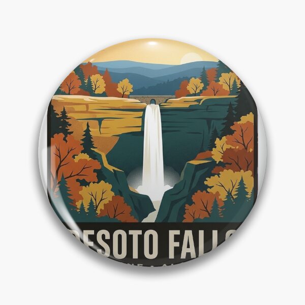 Item preview, DeSoto Falls Mentone Autumn Canyon Badge Sticker designed and sold by DetourDgn.