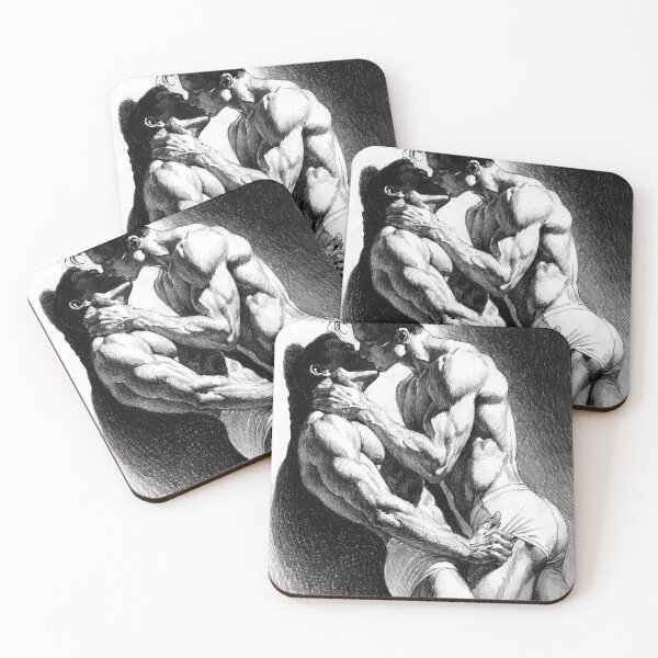 Item preview, Passionate Men Kissing – Intense Charcoal Ink Drawing Art designed and sold by gayishdesign.
