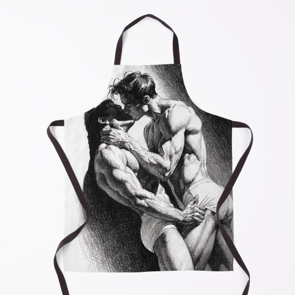 Item preview, Passionate Men Kissing – Intense Charcoal Ink Drawing Art designed and sold by gayishdesign.