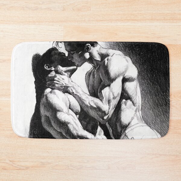 Item preview, Passionate Men Kissing – Intense Charcoal Ink Drawing Art designed and sold by gayishdesign.