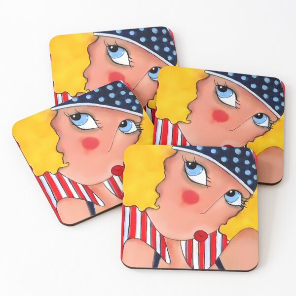 Item preview, Dreaming in Stripes – Retro Pop Art Blonde designed and sold by Diarta.