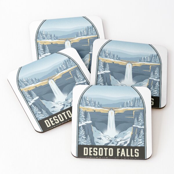 Item preview, DeSoto Falls Mentone Snowy Gorge Arched Badge Sticker designed and sold by DetourDgn.