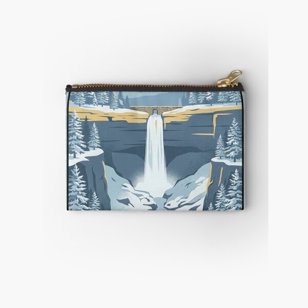Item preview, DeSoto Falls Mentone Snowy Gorge Arched Badge Sticker designed and sold by DetourDgn.