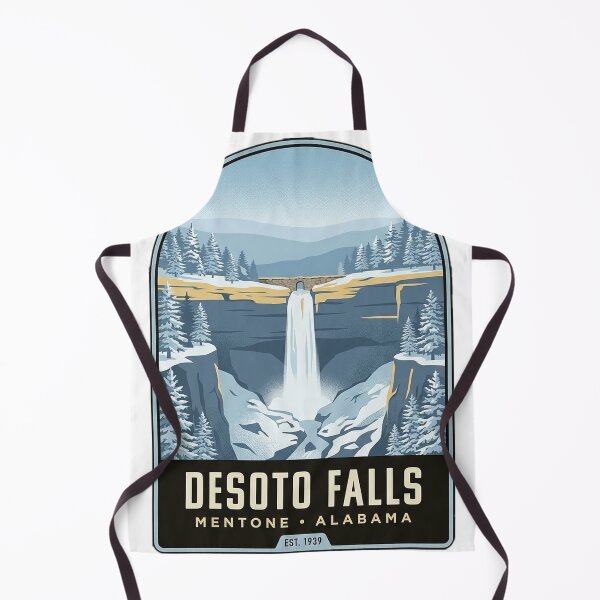 Item preview, DeSoto Falls Mentone Snowy Gorge Arched Badge Sticker designed and sold by DetourDgn.