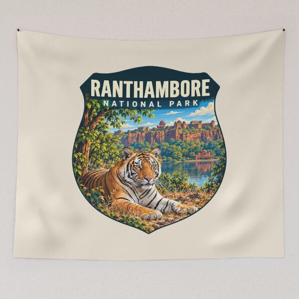 Item preview, Ranthambore National Park India – Vintage Tiger Safari Adventure designed and sold by Gideon Emmerich.