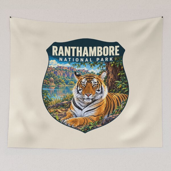 Item preview, Ranthambore National Park India – Vintage Tiger Safari Adventure designed and sold by Gideon Emmerich.