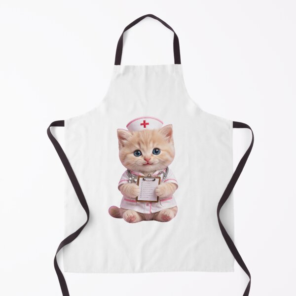 Item preview, Paws & Care - Super Cute Cat Nurse with Stethoscope & Clipboard | Fluffy Ginger Kitten in White Nurse Uniform with Red Cross  designed and sold by HoMya.
