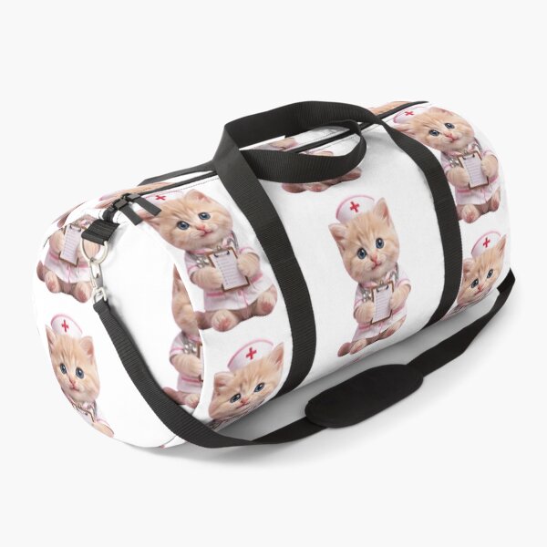 Item preview, Paws & Care - Super Cute Cat Nurse with Stethoscope & Clipboard | Fluffy Ginger Kitten in White Nurse Uniform with Red Cross  designed and sold by HoMya.