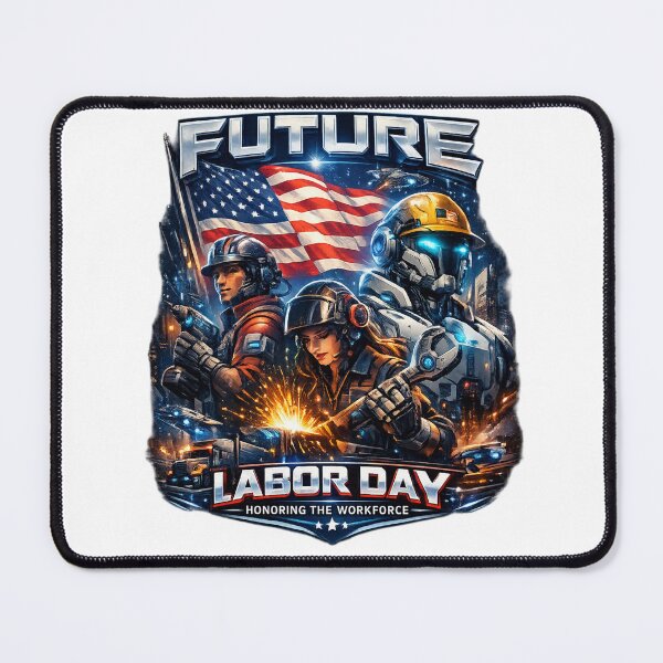 Item preview, Futuristic workday, patriotic American style, cyberpunk workforce. designed and sold by Nela-&-Lena.