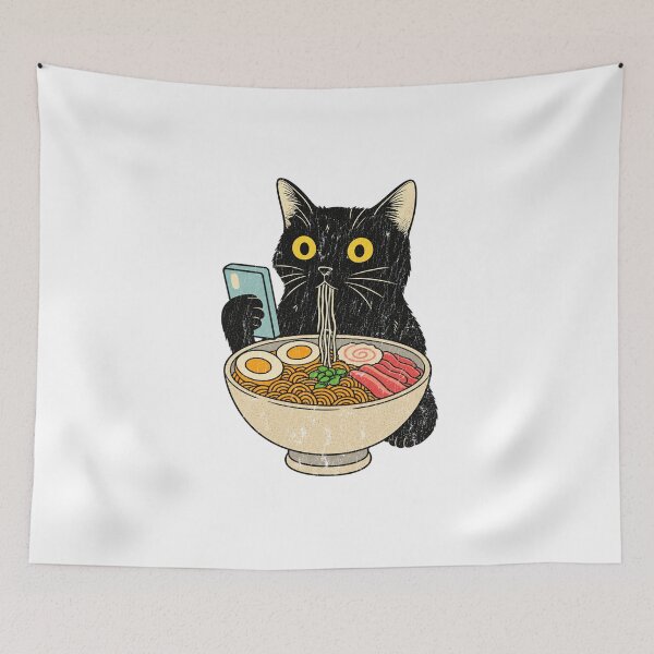 Item preview, Cat Eating Ramen designed and sold by 68MadagascarZoo.
